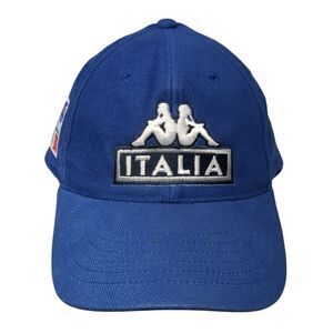 Italia Snapback Hat Blue One Size Adjustable Embroidered Patriotic Gara Cotton